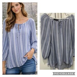 Gently used Fred David Striped Peasant Blouse